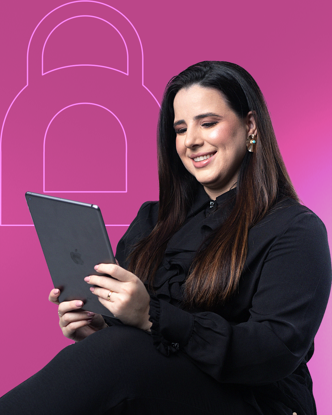 Bruna Rebelo Utilizando um Tablet